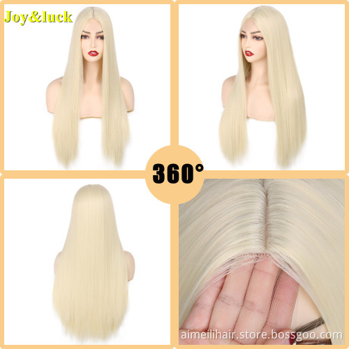 613 Wig Front Lace Wholesale Prices For White Women Party Cosplay Long Natural Straight Wig 613 Lace Front Synthetic Hair Wigs